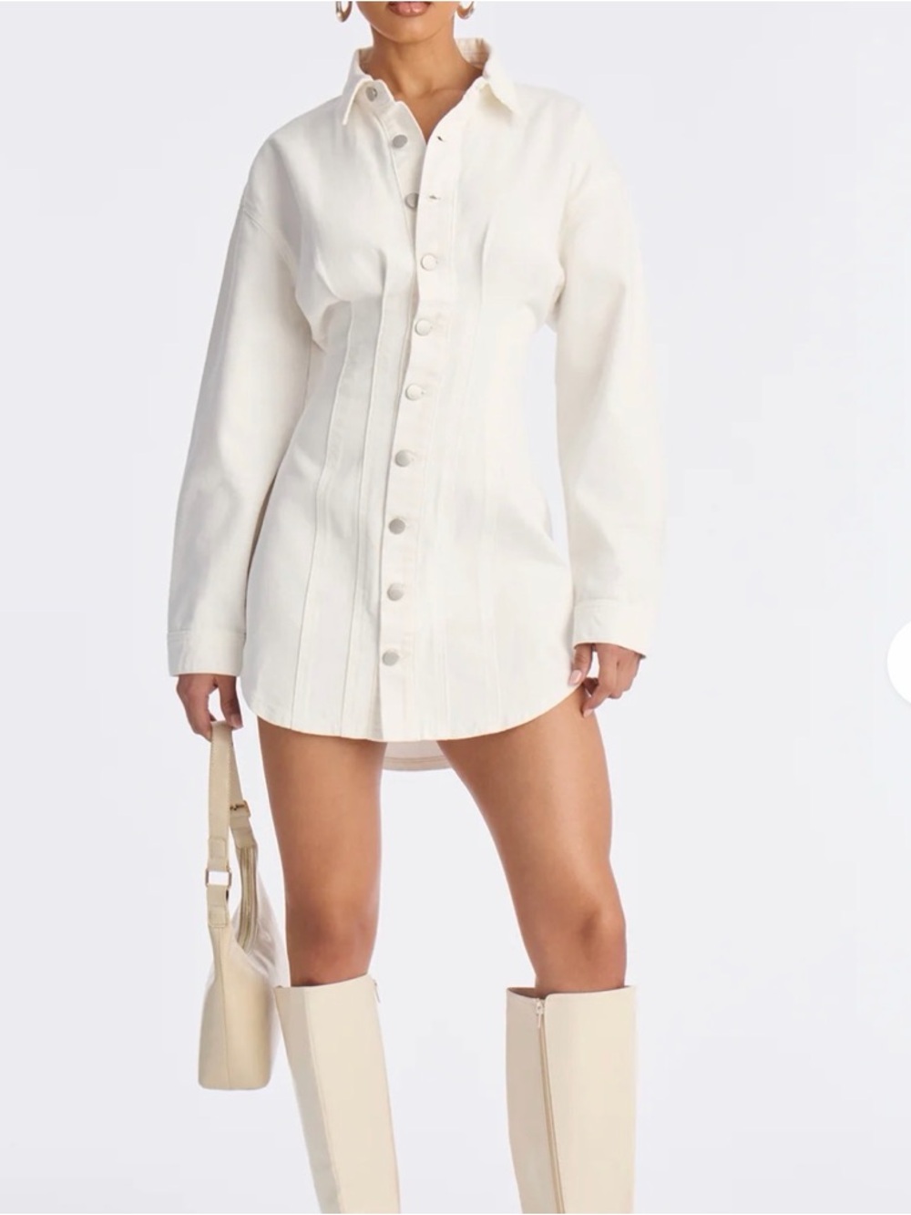 Fashion Nova White Button-Up Mini Dress